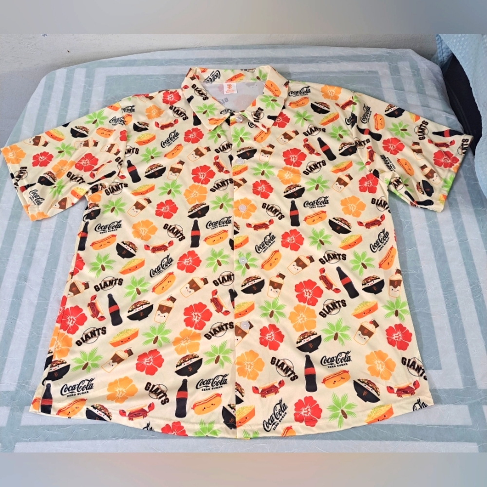 San Francisco Giants Shirt Men XL Hawaiian Button Up Coca-Cola Aloha Foodie 2023